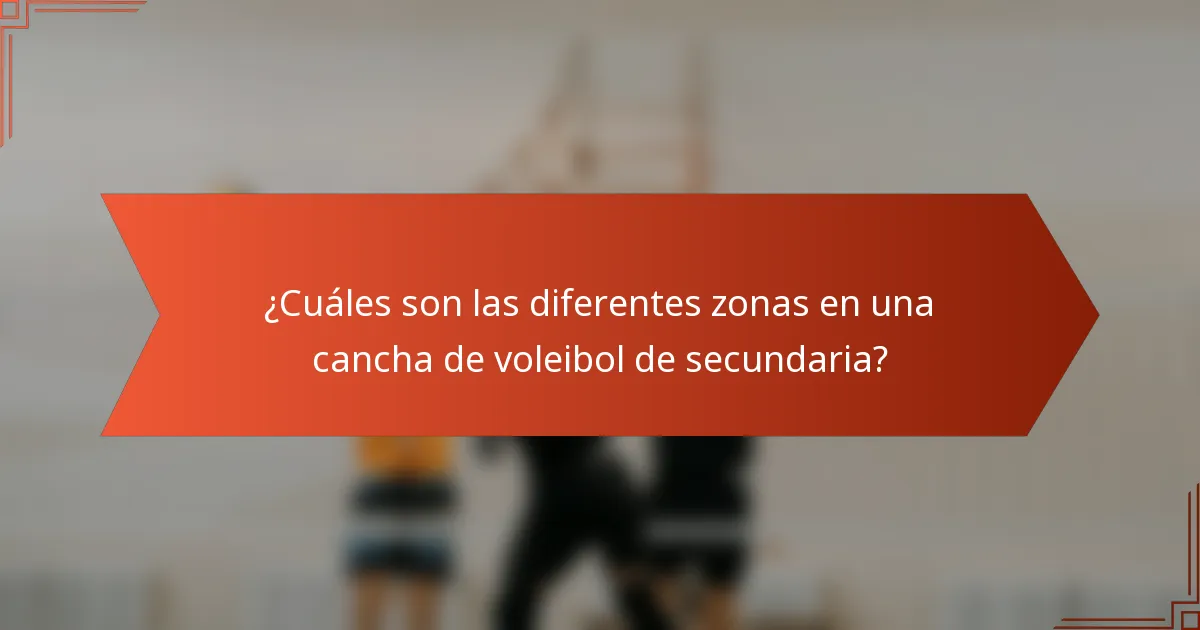 ¿Cuáles son las diferentes zonas en una cancha de voleibol de secundaria?