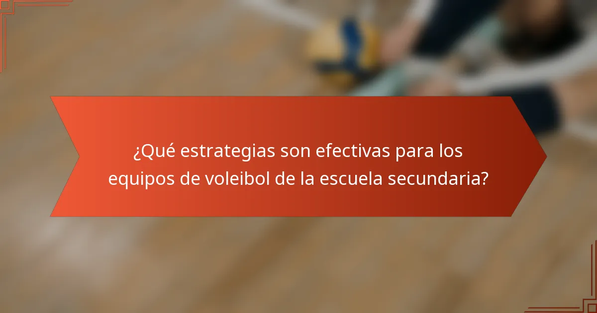 ¿Qué estrategias son efectivas para los equipos de voleibol de la escuela secundaria?